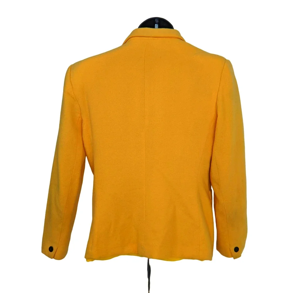 Jones of New York Blazer Yellow Solid Womens Wool 1 Pocket Notched Collar Sz 8P - Picture 2 of 4